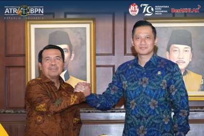 Ketua Mahkamah Agung, M Syarifuddin bersama Menteri ATR/Kepala BPN Agus Harimurti Yudhoyono.