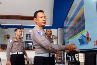 Dirlantas Polda Jatim Kombespol Komarudin memaparkan jalur berpotensi rawan kecelakaan beberapa waktu lalu. 