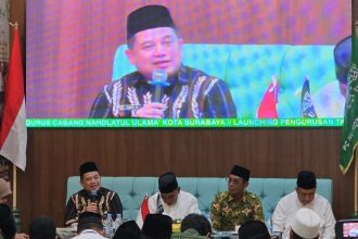 Kakanwil BPN Jawa Timur, Asep Heri memberikan sambutan pada acara launching sensus tanah wakaf.