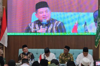 Kakanwil BPN Jawa Timur, Asep Heri memberikan sambutan pada acara launching sensus tanah wakaf.
