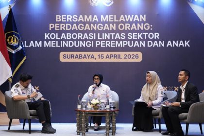 Direktur Reserse Perlindungan Perempuan dan Anak (PPA) dan TPPO, Kombespol Ganis Setyaningrum menjadi pembicara sosialisasi perdagangan orang.