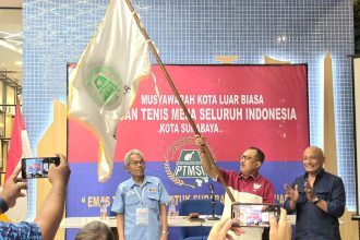 Wakil Wali Kota Surabaya, Armuji, resmi terpilih secara aklamasi sebagai Ketua PTMSI Surabaya dalam Musyawarah Kota Luar Biasa (Muskotlub) di Hotel Leedon, Sabtu (8/8/2026).