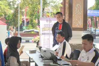 Suasana kegiatan Pasporia Surabaya Great Expo di Exhibition Hall Grand City Surabaya yang berlangsung 5–9 Agustus 2026.