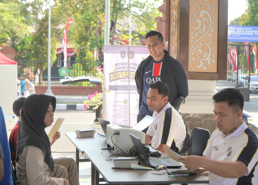 Suasana kegiatan Pasporia Surabaya Great Expo di Exhibition Hall Grand City Surabaya yang berlangsung 5–9 Agustus 2026.