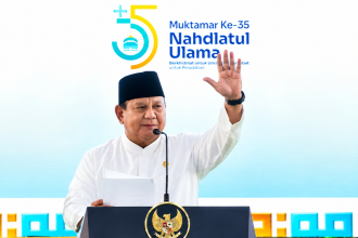 Presiden Prabowo Subianto ketika menghadiri pembukaan Muktamar ke-35 Nahdlatul Ulama di Jombang, Jombang, Jawa Timur, Kamis, 27 Agustus 2026.