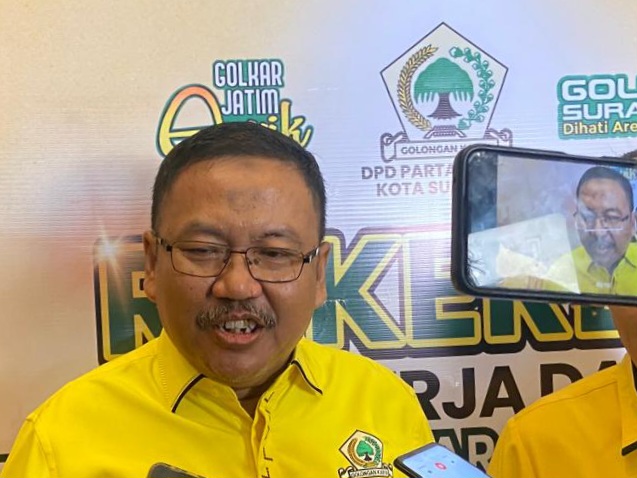 Ketua DPD Golkar Jawa Timur Ali Mufthi hadir dalam Rakerda Golkar Surabaya.