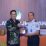 Kepala Kantor Wilayah Direktorat Jenderal Pemasyarakatan (Ditjenpas) Jawa Timur Kusnali (kanan), memberikan cenderamata kepala Kepala DJKN Jawa Timur, Arik Hariyono.